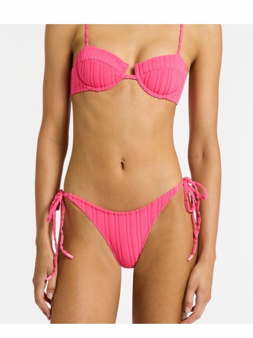 triangl swimwear Hot Pink Ribbed Tie-Side Bikini